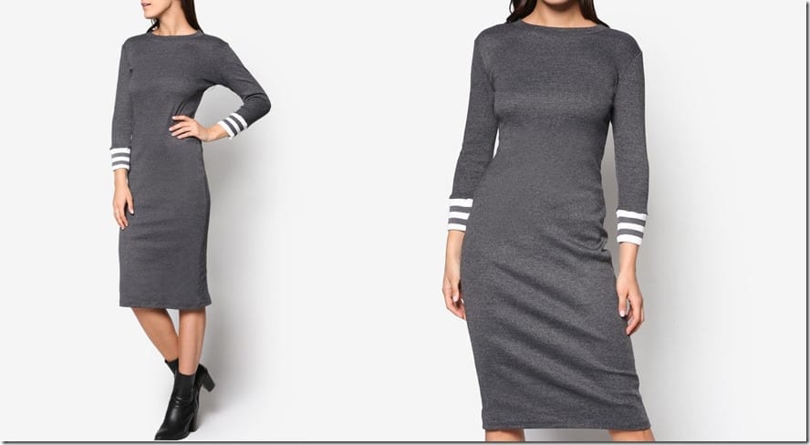 grey-melange-varsity-stripe-midi-dress