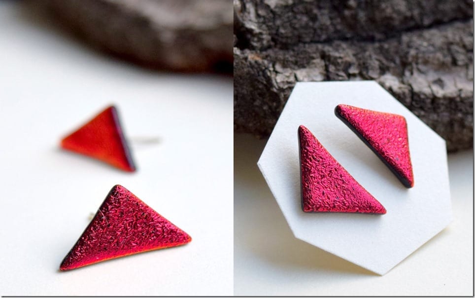 grunge-red-triangle-glass-earrings