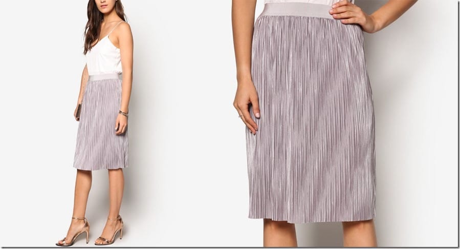 lavender-metallic-pleated-skirt