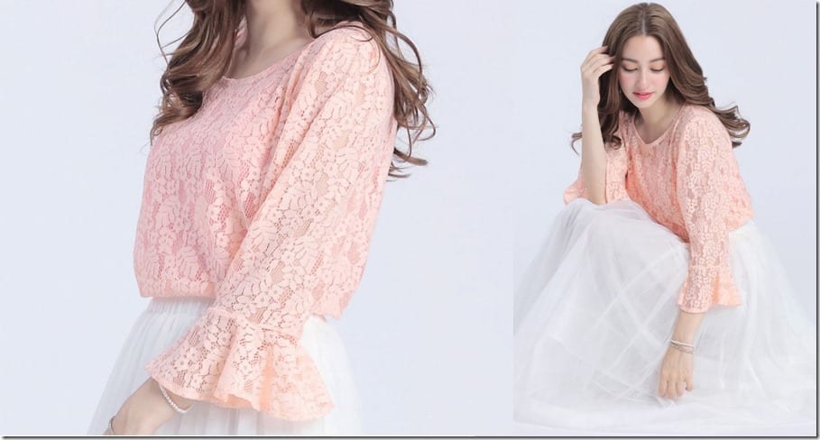 pink-lace-ruffle-sleeve-top