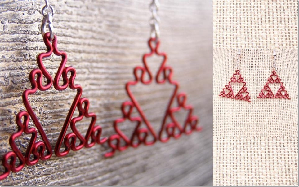 red-fractal-triangle-earrings