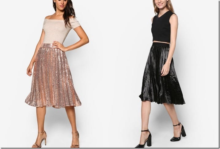 Shine Literally In These Sparky Party-Ready Pleated Midi Skirts