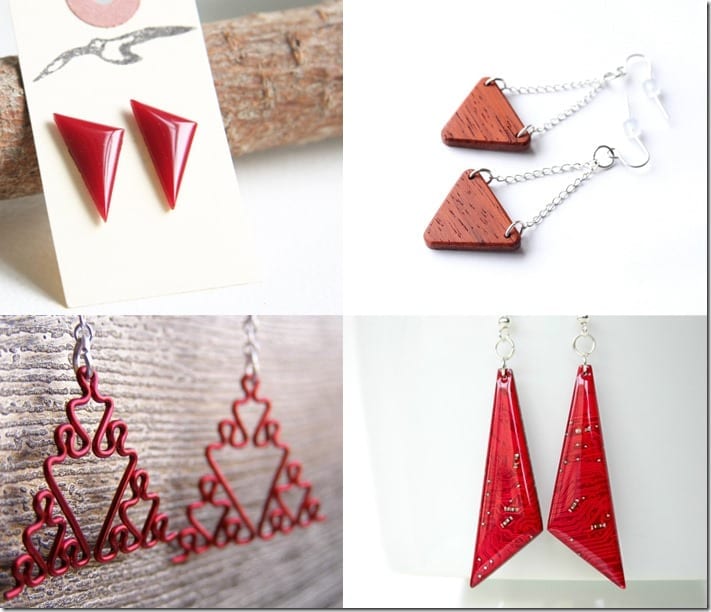 10 Festive RED Triangle Earrings For Christmas 2016