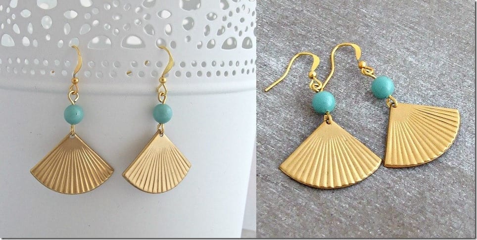 turquoise-gold-fan-earrings