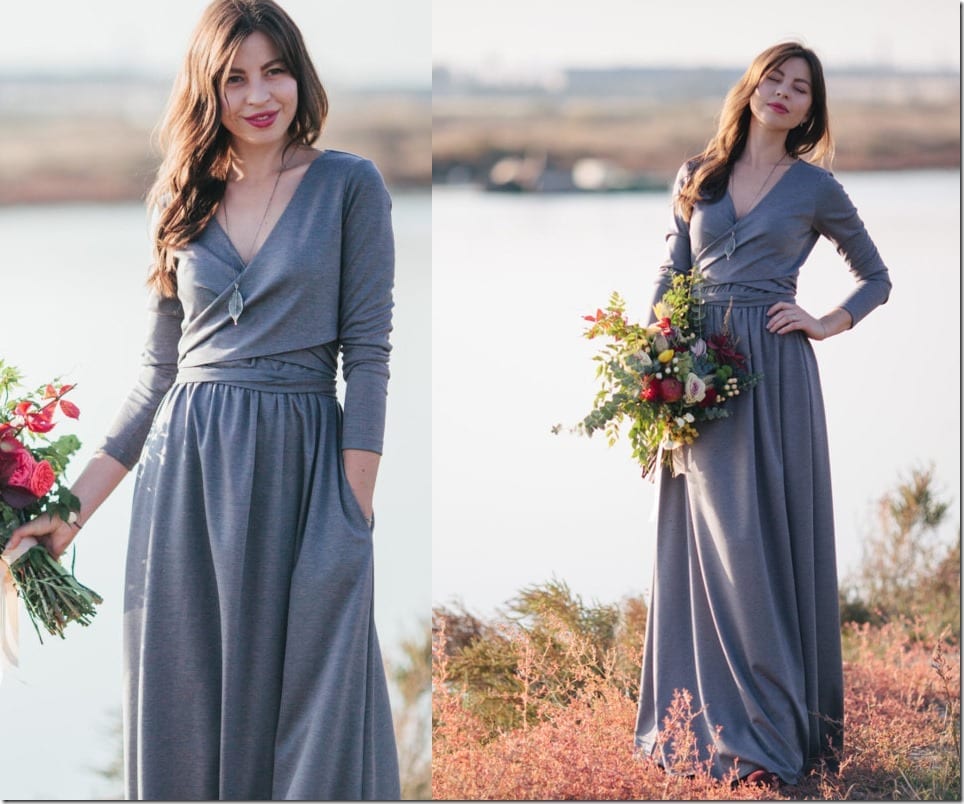 wrap-style-front-maxi-grey-dress