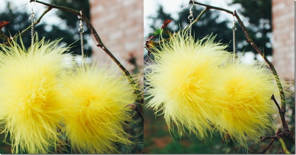 yellow-feather-pom-pom-earrings