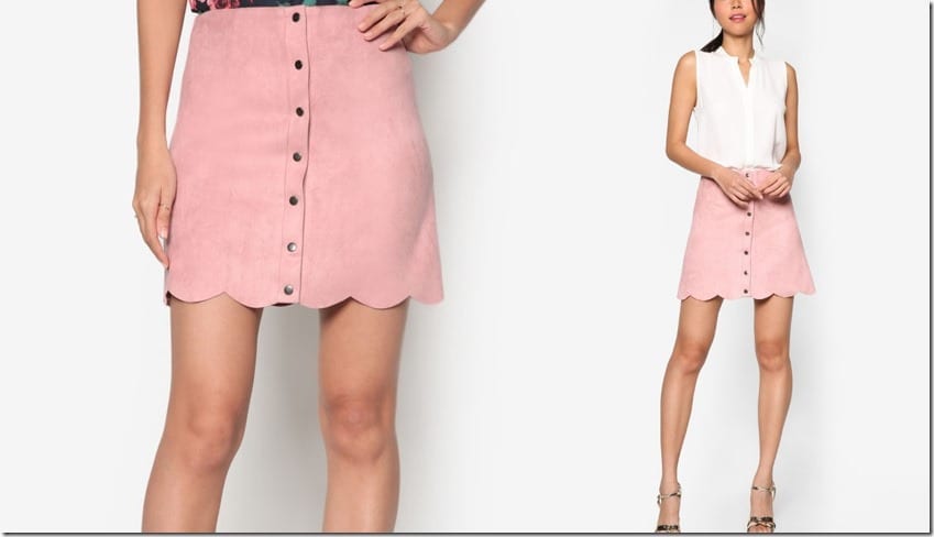 dusty-pink-suede-scallop-hem-skirt