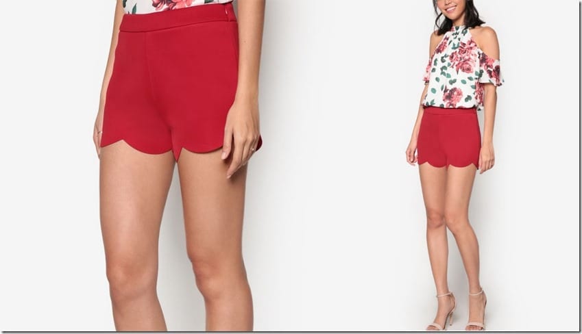 red-scallop-hem-shorts