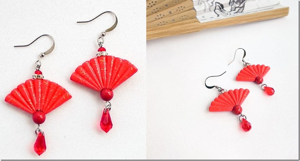 red-japanese-origami-fan-earrings