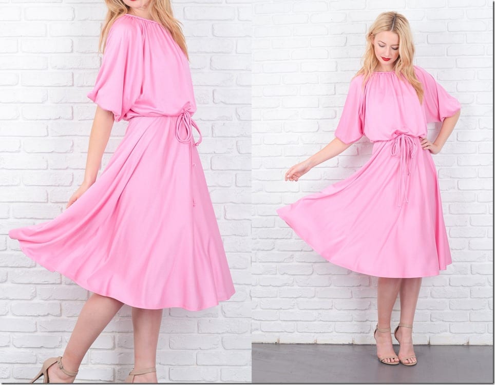 vintage-70s-pink-draped-midi-dress