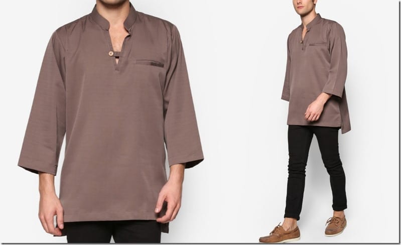 brown-stand-collar-button-v-neck-kurta