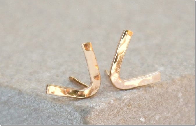 hammered-v-stud-earrings