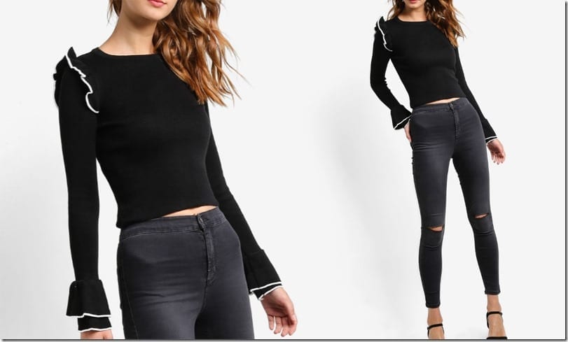 long-sleeve-frilly-black-crop-top