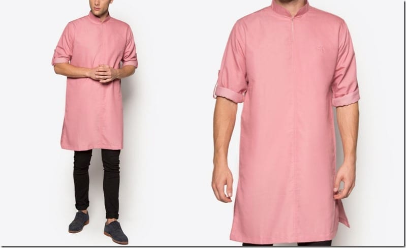 mod-pink-mandarin-collar-kurta-top