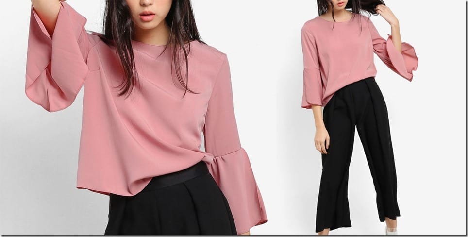 pink-trumpet-sleeve-blouse