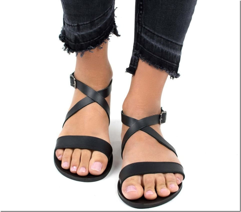 Black cross strap store sandals