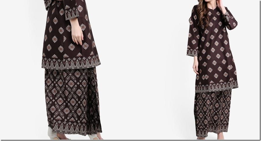 brown-songket-print-cotton-kurung