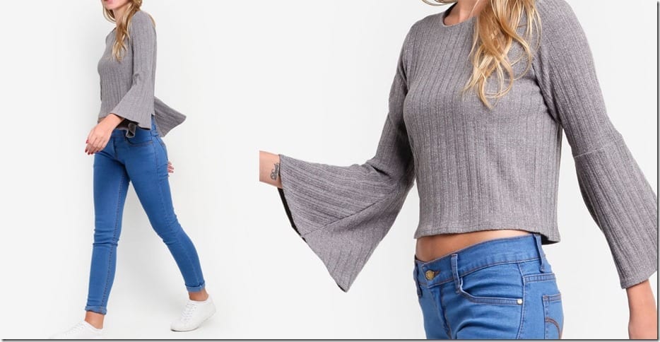 grey-flare-sleeve-knit-top