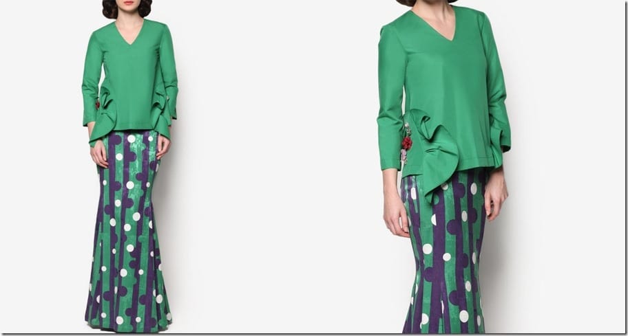 retro-green-embellished-ruffle-modern-kurung