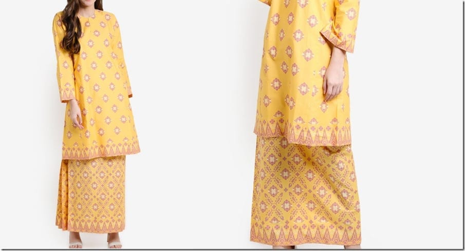 yellow-songket-print-cotton-kurung