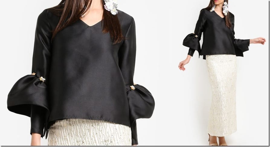 black-structured-bell-sleeve-top