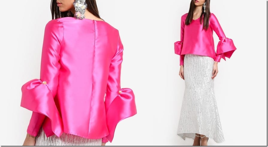 pink-structured-bell-sleeve-top