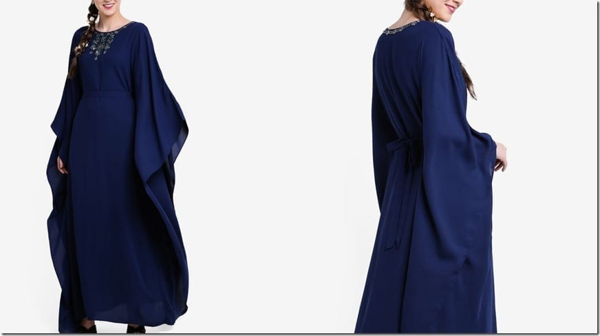 tribal-neck-embellished-navy-kaftan-dress