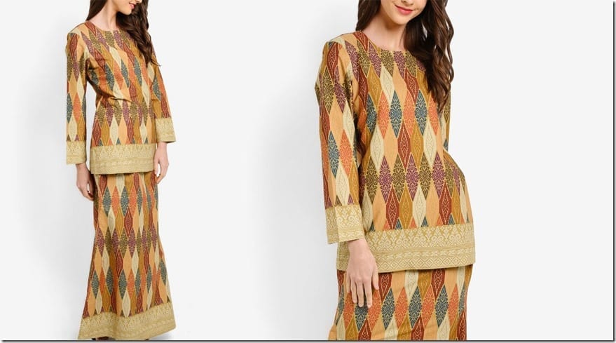 colorful-brown-songket-print-mod-kurung