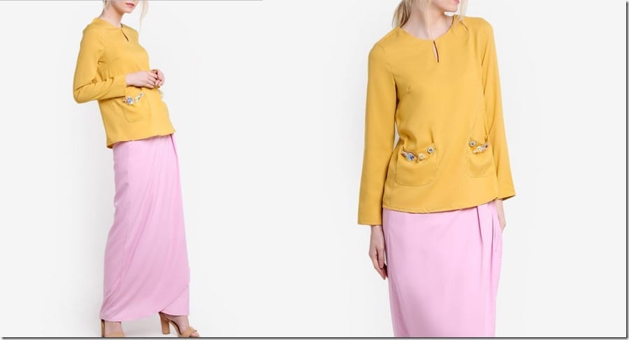 mustard-pink-beaded-pocket-kurung