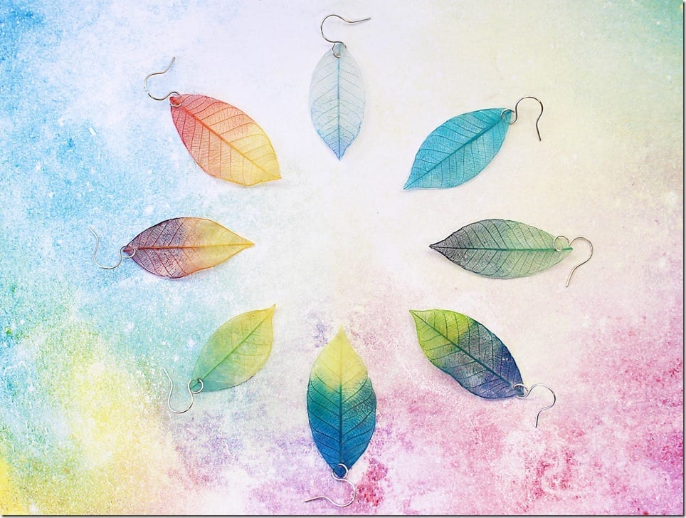 ombre-real-leaf-earrings