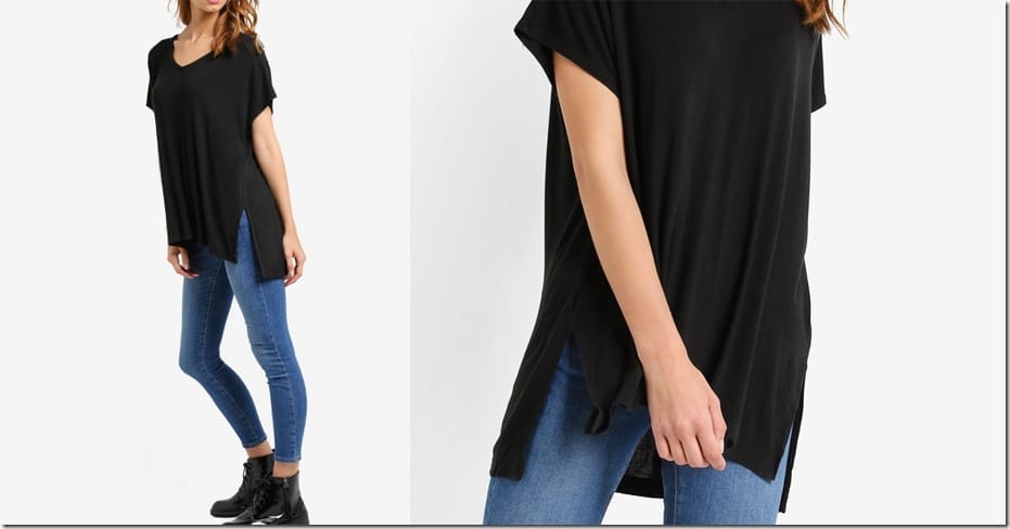 black-split-side-tee