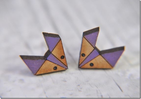 geometric-fox-wooden-stud-earrings