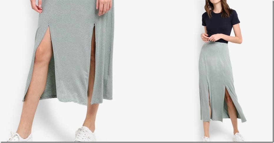 melange-midi-split-skirt