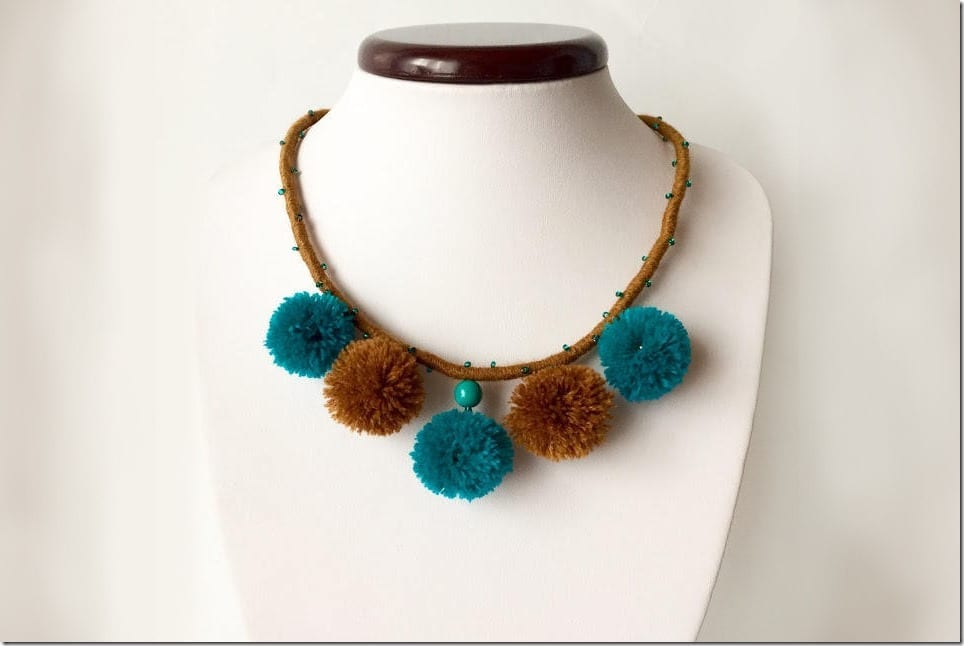 turquoise-bronze-boho-pom-pom-necklace