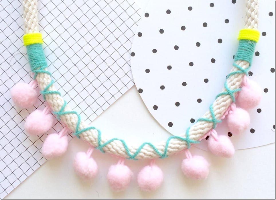 turquoise-pink-pom-pom-necklace