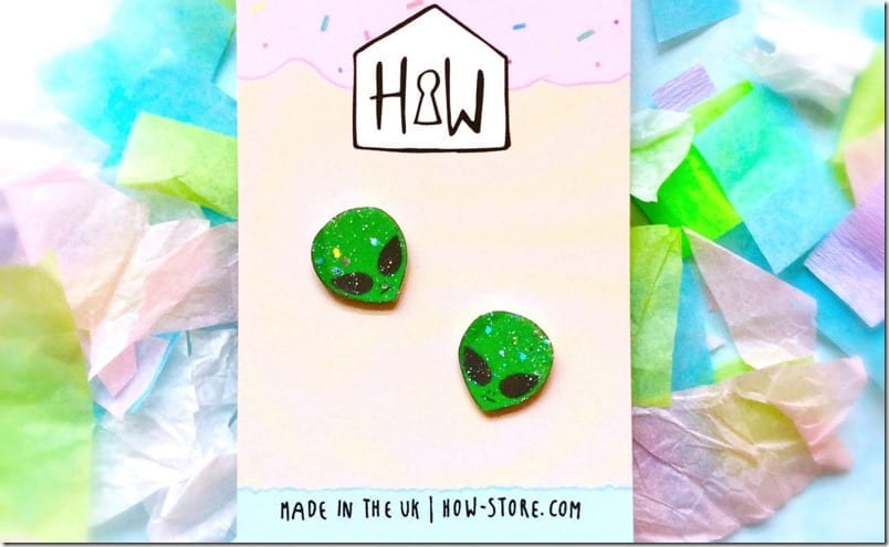 glittery-green-alien-stud-earrings