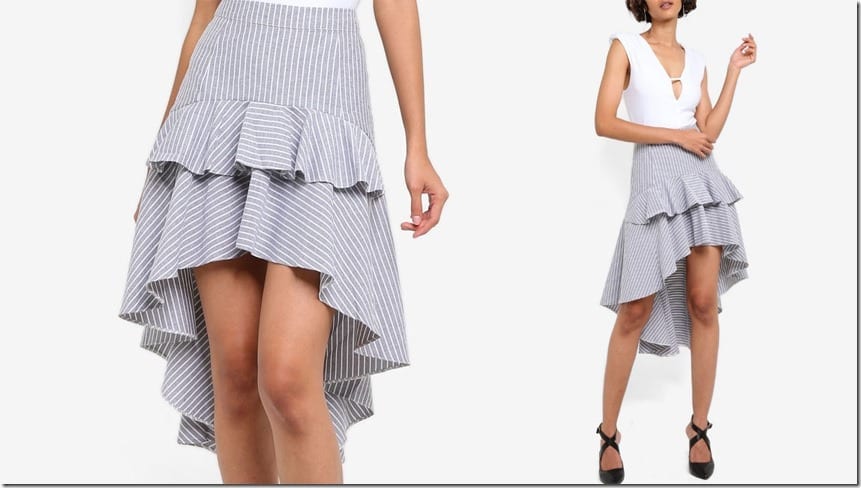 stripe-high-low-hem-ruffle-skirt