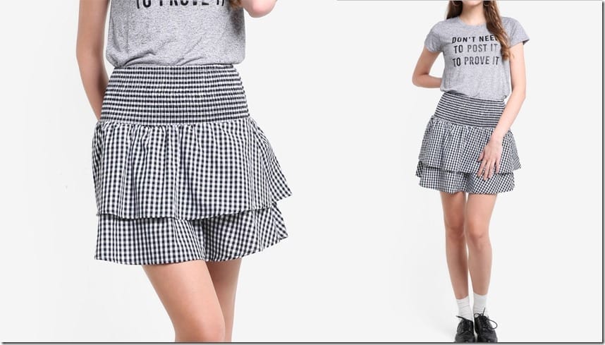 tiered-ruffle-gingham-mini-skirt