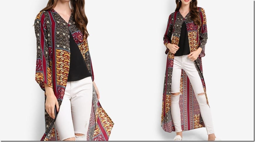 boho-print-button-long-line-cardigan