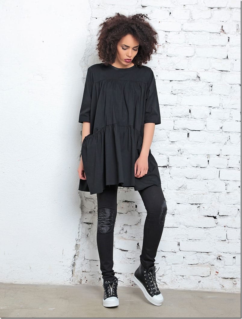 black-flared-pocket-dress