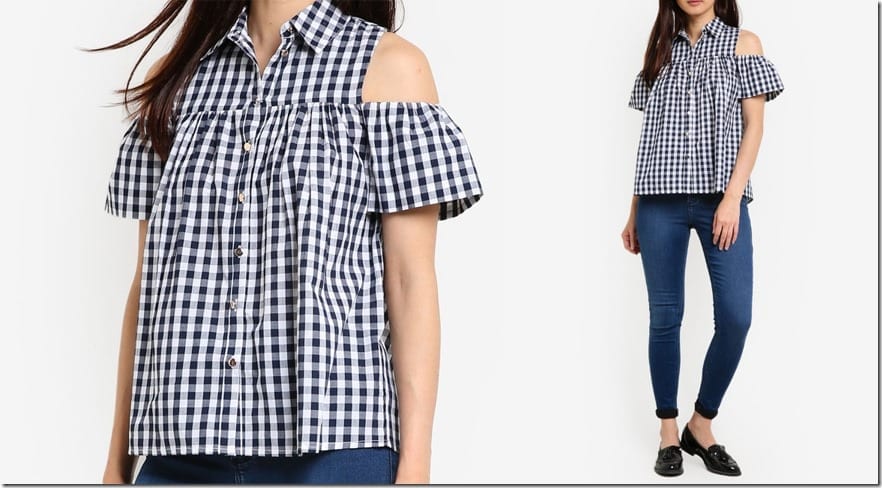 cold-shoulder-gingham-shirt