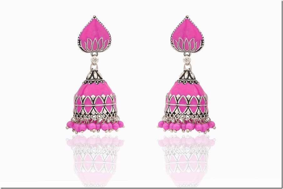 pink-indian-jhumka-earrings