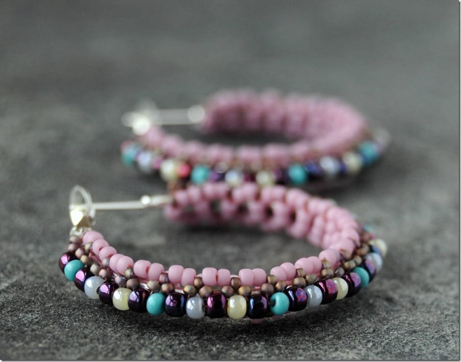 statement-pink-beaded-hoop-earrings