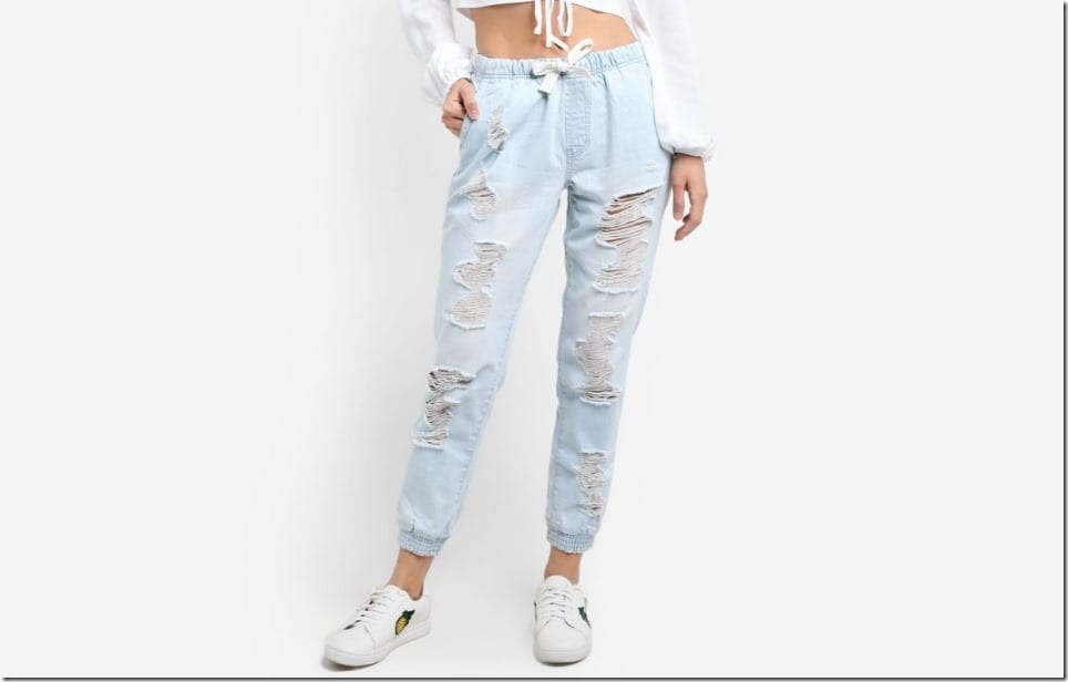 Distressed Denim Jogger