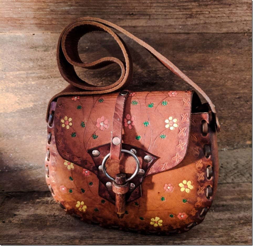 Vintage Boho Brown Leather Bag Styles With Floral Work