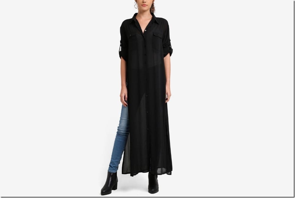 Add Flow To Your OOTD With This Maxi Sheer Shirt Style