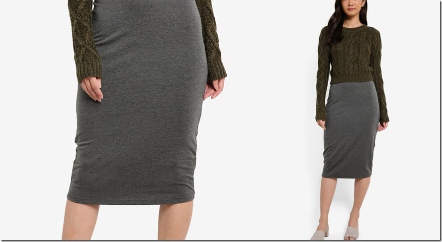 grey-basic-bodycon-midi-skirt