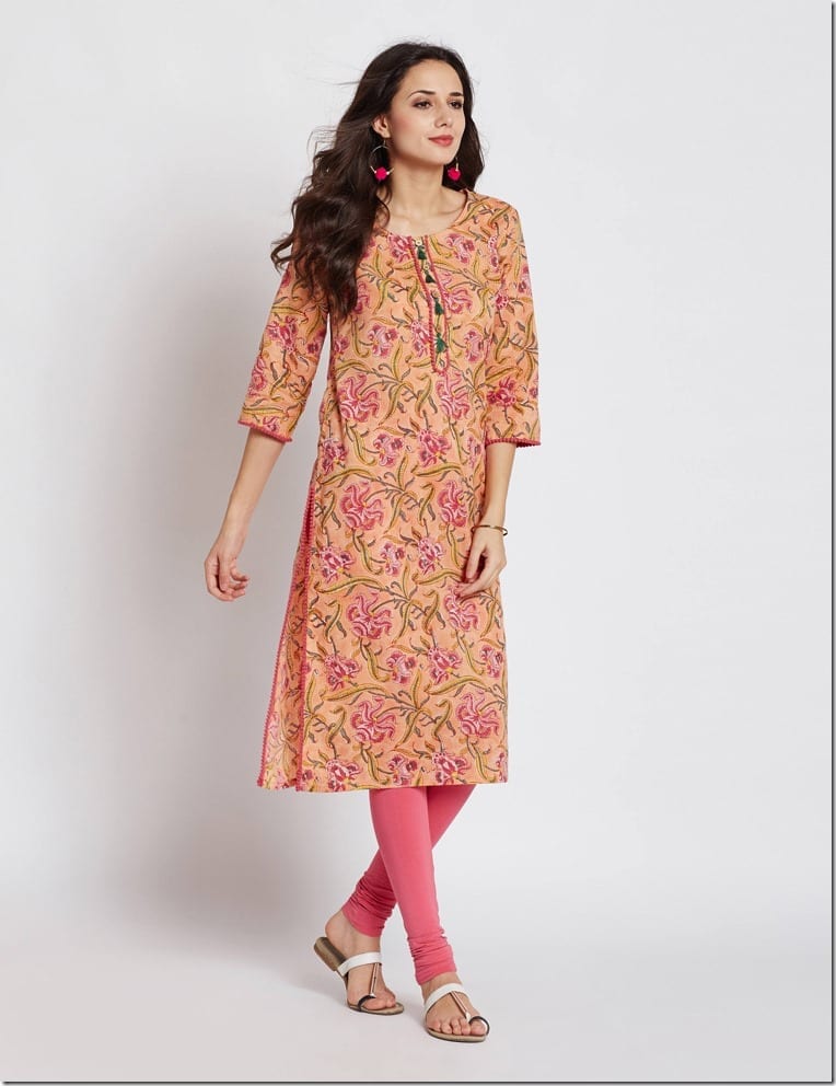 peach-floral-print-long-kurta