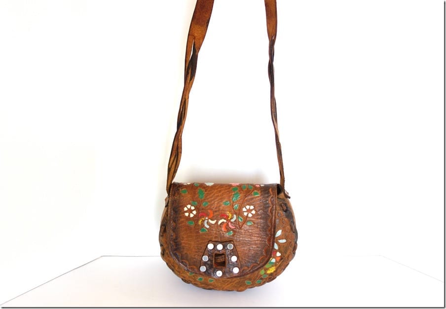 Vintage 70s Floral Leather Hand Tooled bag