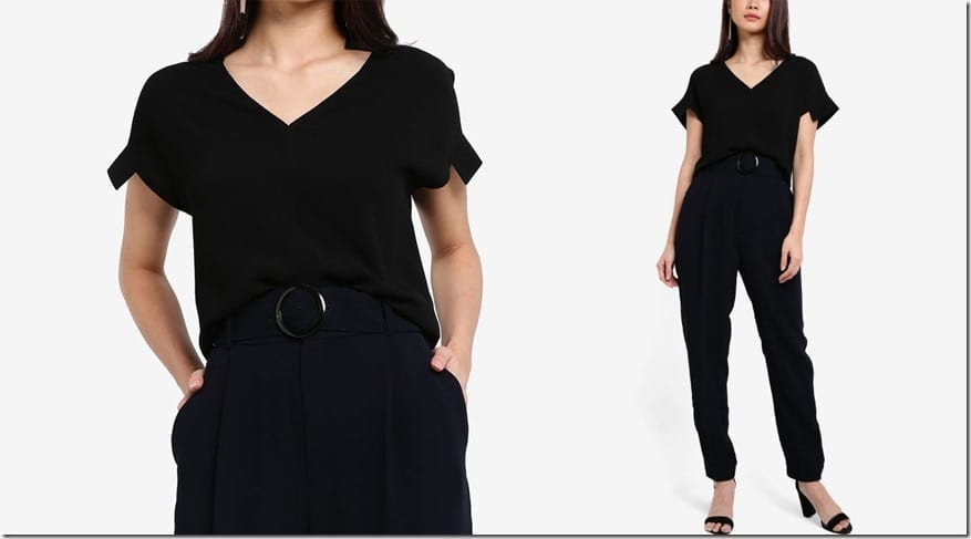 black-v-neck-structured-sleeve-top